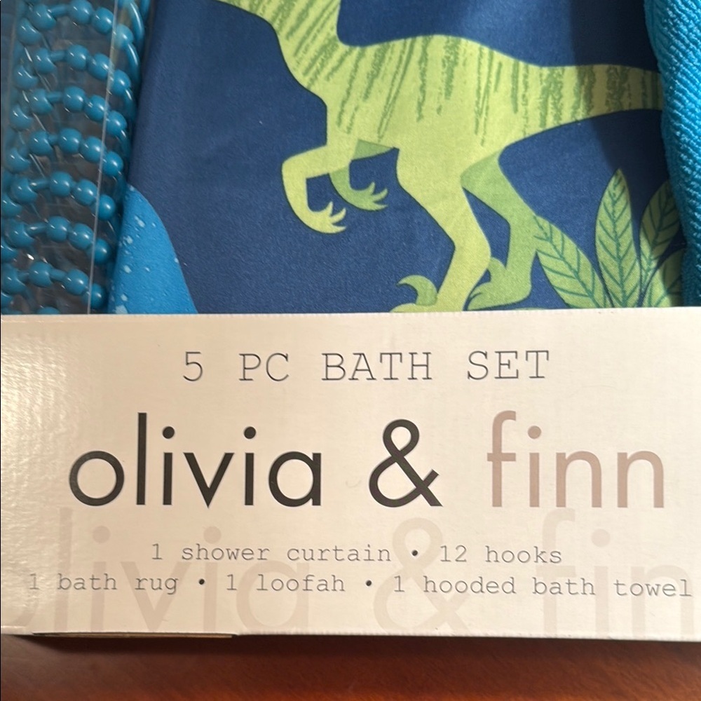 Olivia & Finn Dinosaur 5 piece Bath Set - Blue & Green, NEW! - Picture 4 of 9